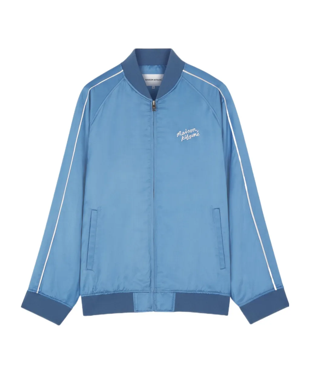 Teddy Logo Embroidered Satin Bomber Jacket
