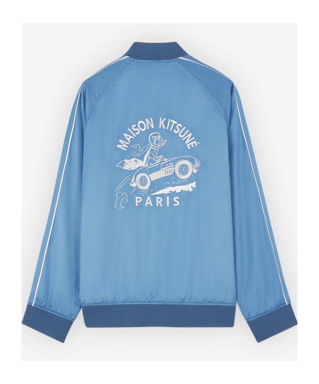 Teddy Logo Embroidered Satin Bomber Jacket