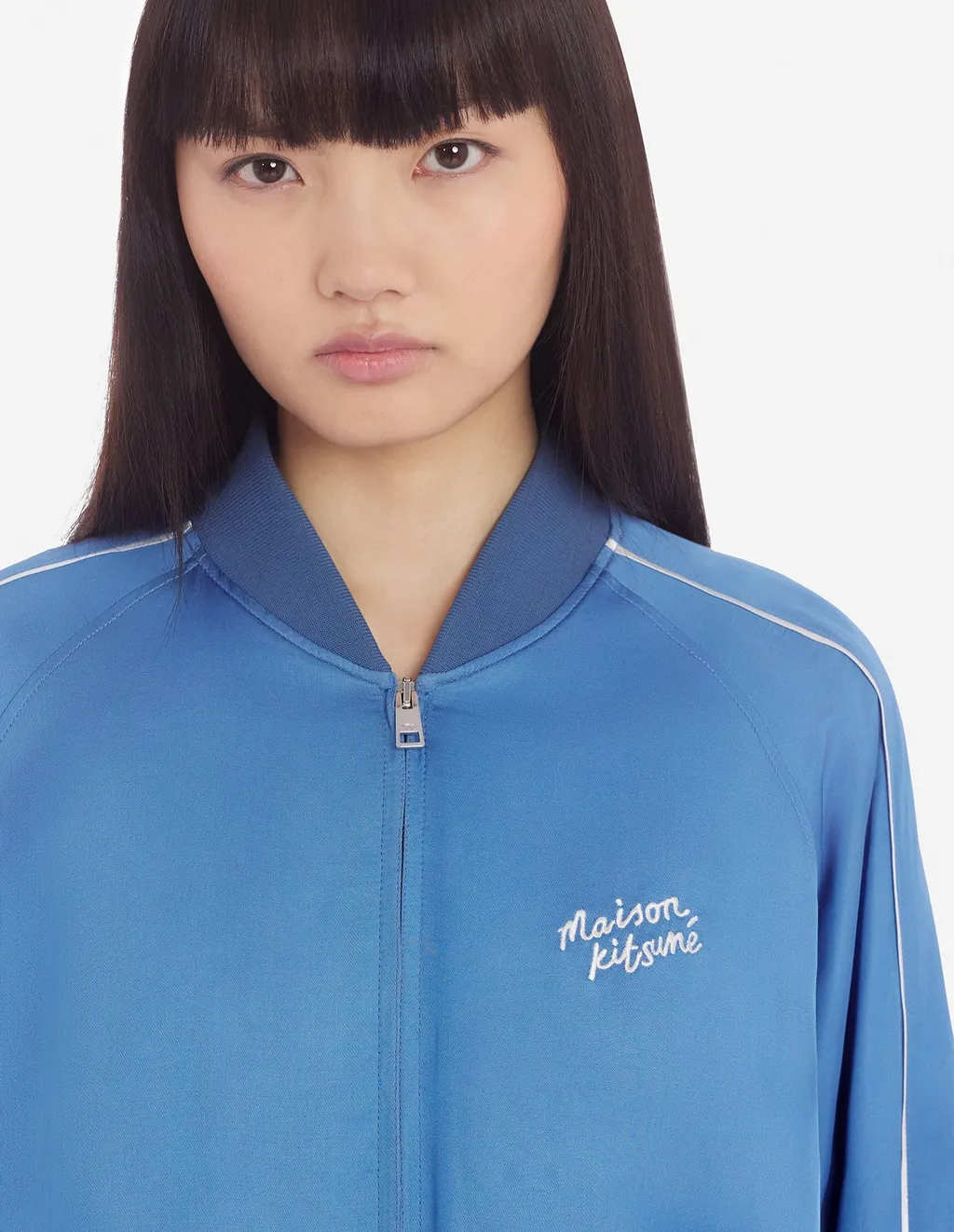 Teddy Logo Embroidered Satin Bomber Jacket