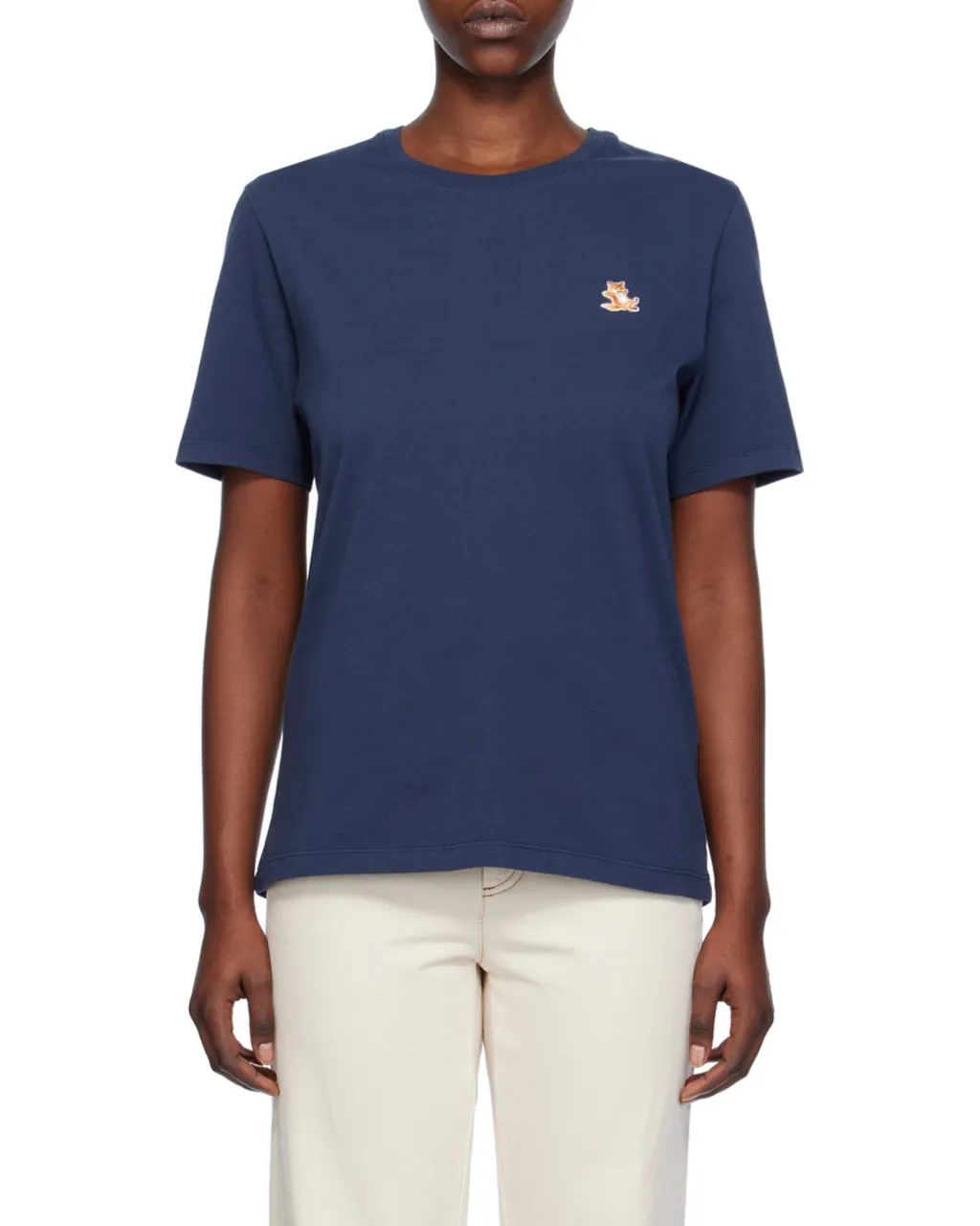 Chillax Fox Patch Crewneck T-Shirt