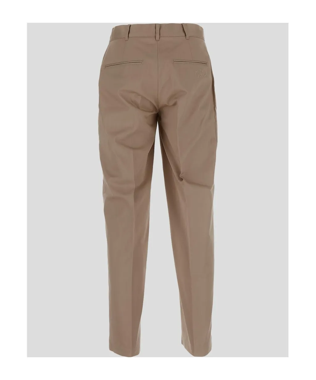 Logo Embroidered Straight-Leg Trousers