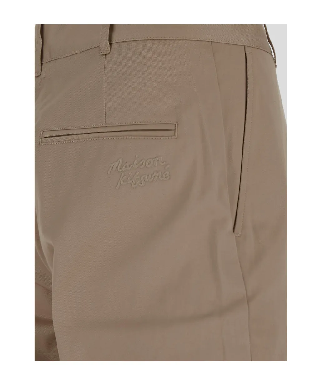 Logo Embroidered Straight-Leg Trousers