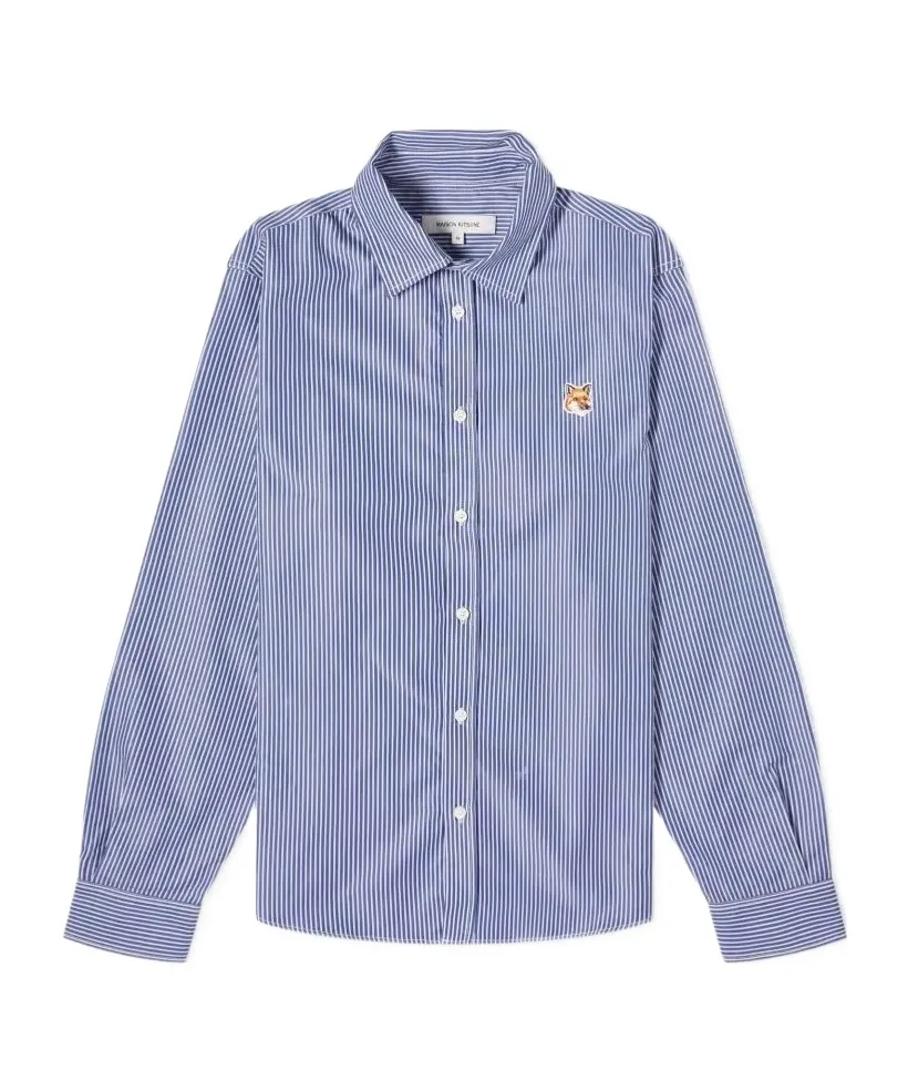 Fox Head Patch Striped Shirt