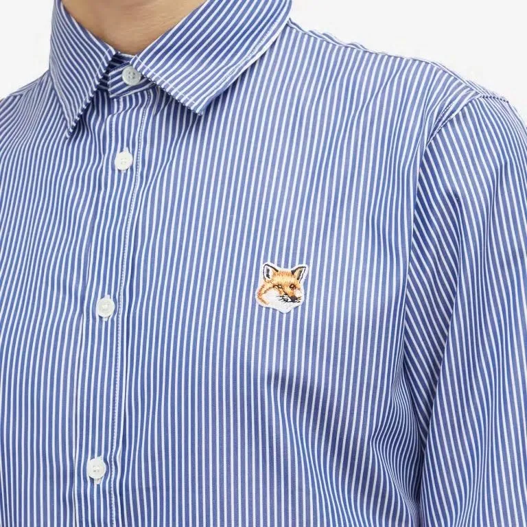Fox Head Patch Striped Shirt
