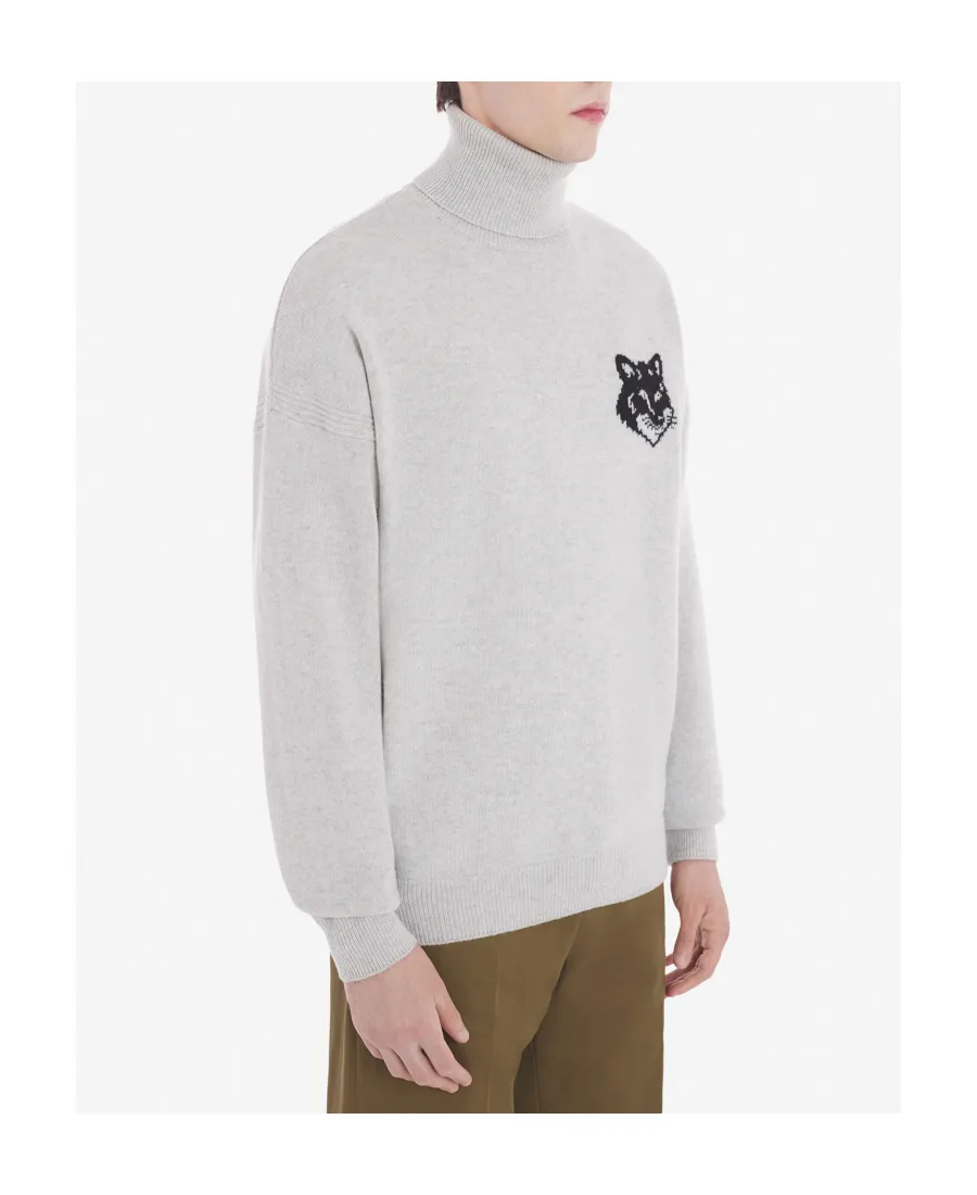 Roll-Neck Fox Head Intarsia-Knit Jumper