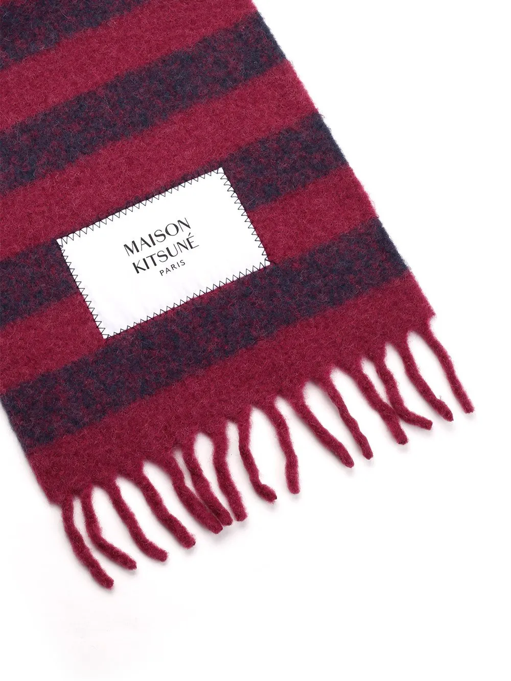 Striped Fringed Knit Scarf