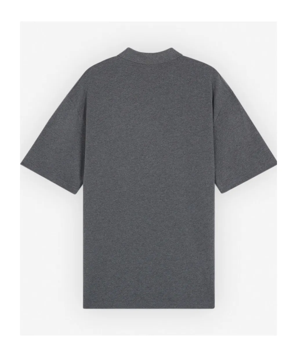 Bold Fox Head Patch Oversized Polo Shirt