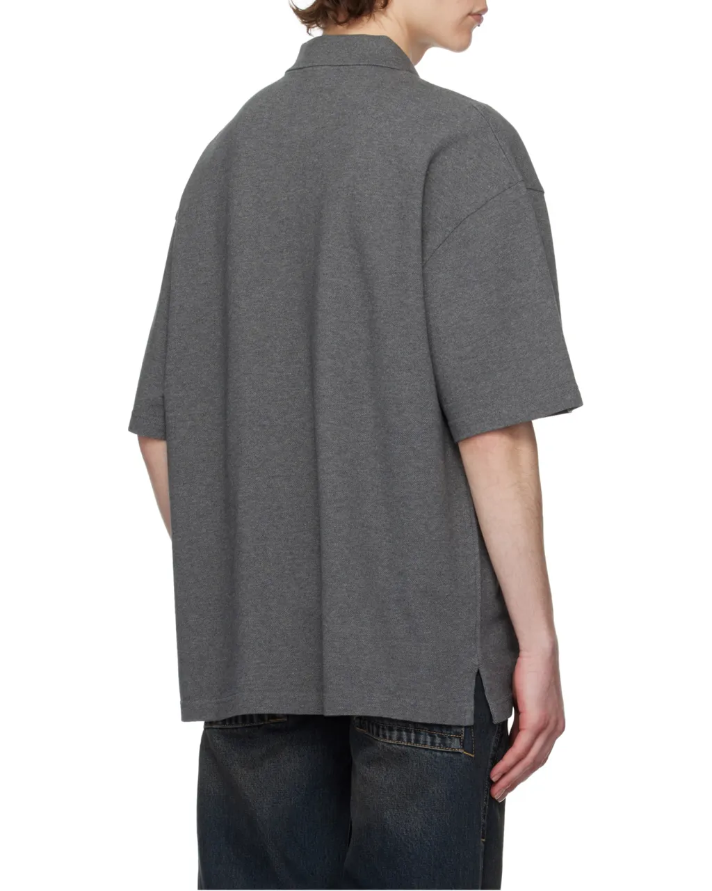 Bold Fox Head Patch Oversized Polo Shirt