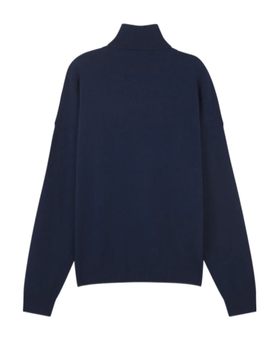 Roll-Neck Fox Head Intarsia Knit Jumper