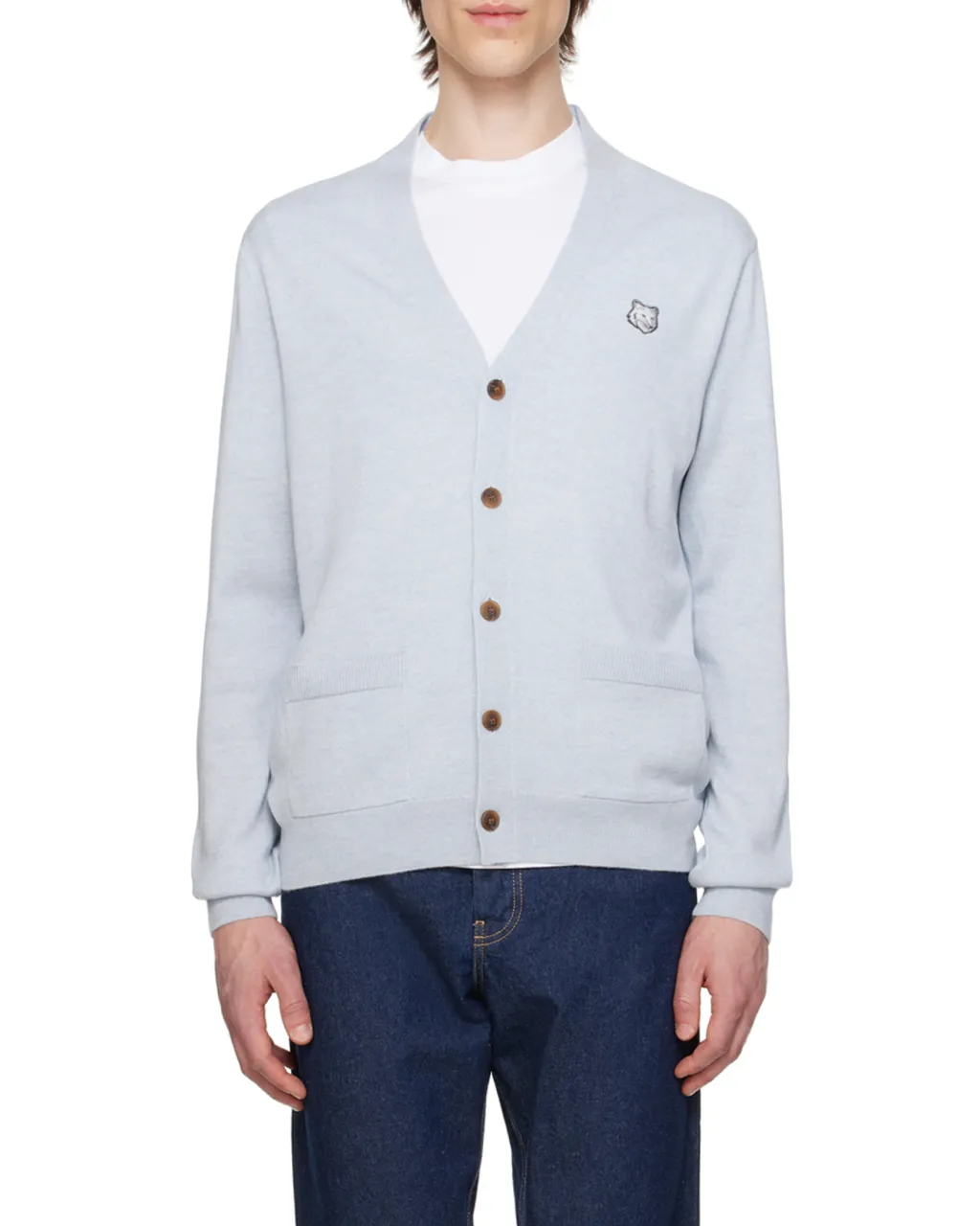 Fox Head Patch Knitted Cardigan