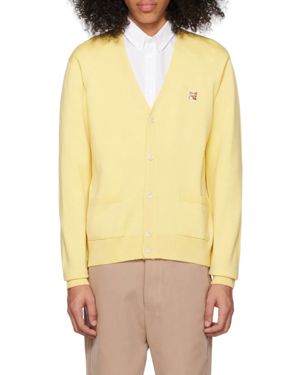 Fox Head-Patch Knitted Cardigan