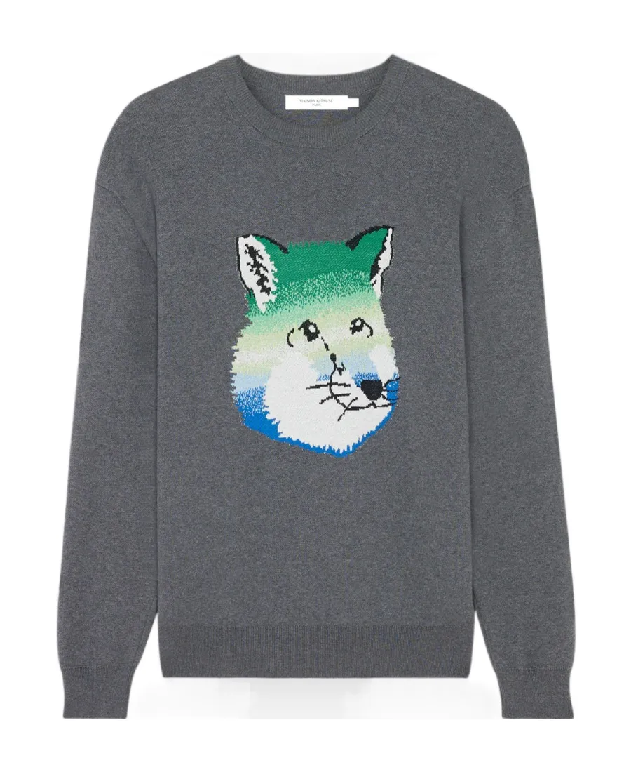 Fox Head Intarsia-Knit Jumper