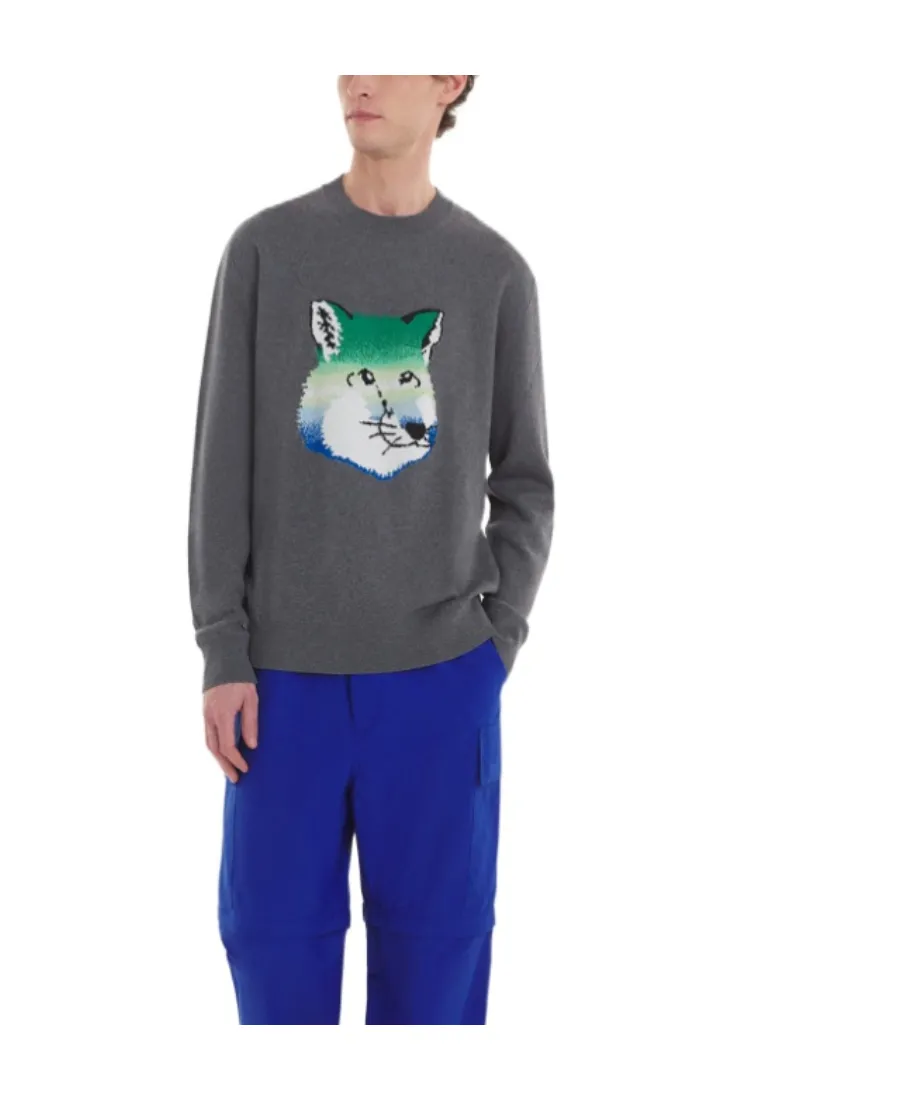 Fox Head Intarsia-Knit Jumper