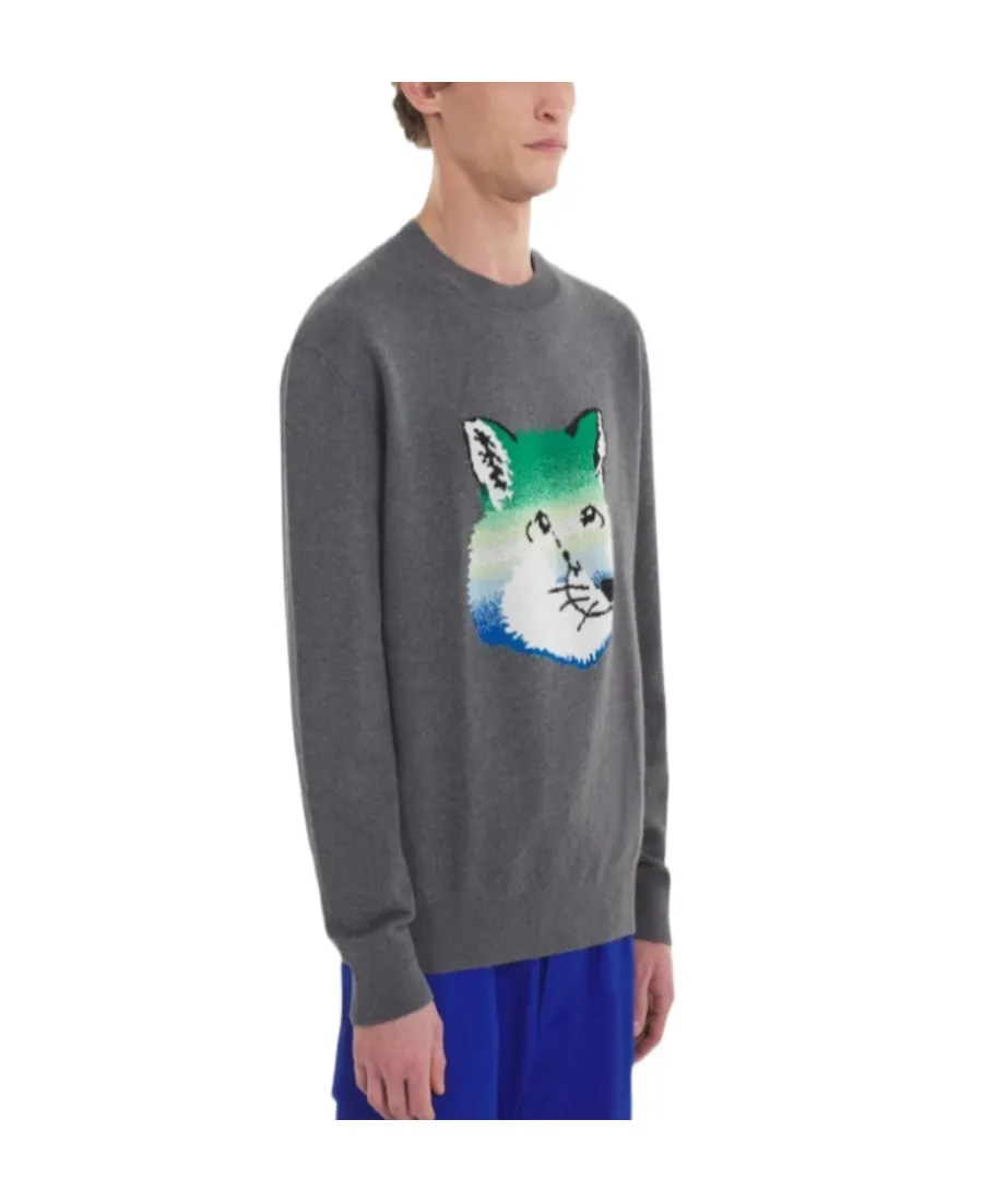 Fox Head Intarsia-Knit Jumper
