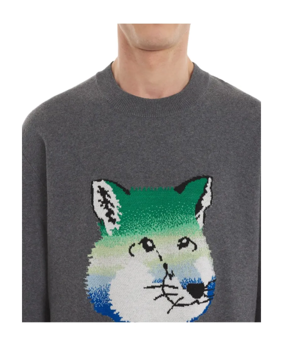 Fox Head Intarsia-Knit Jumper