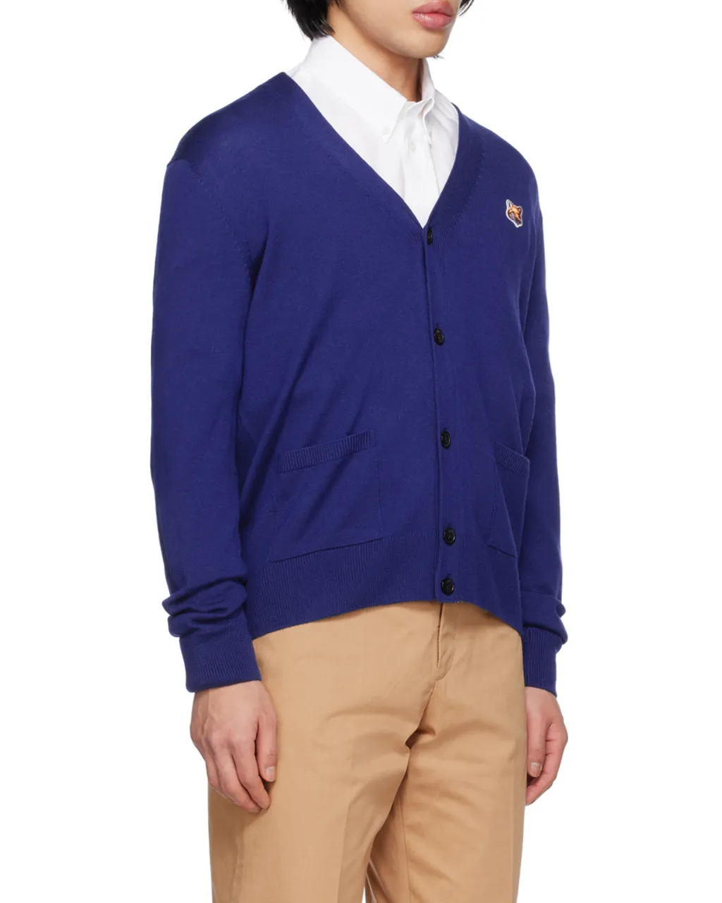Chillax Fox-Patch V-Neck Cardigan