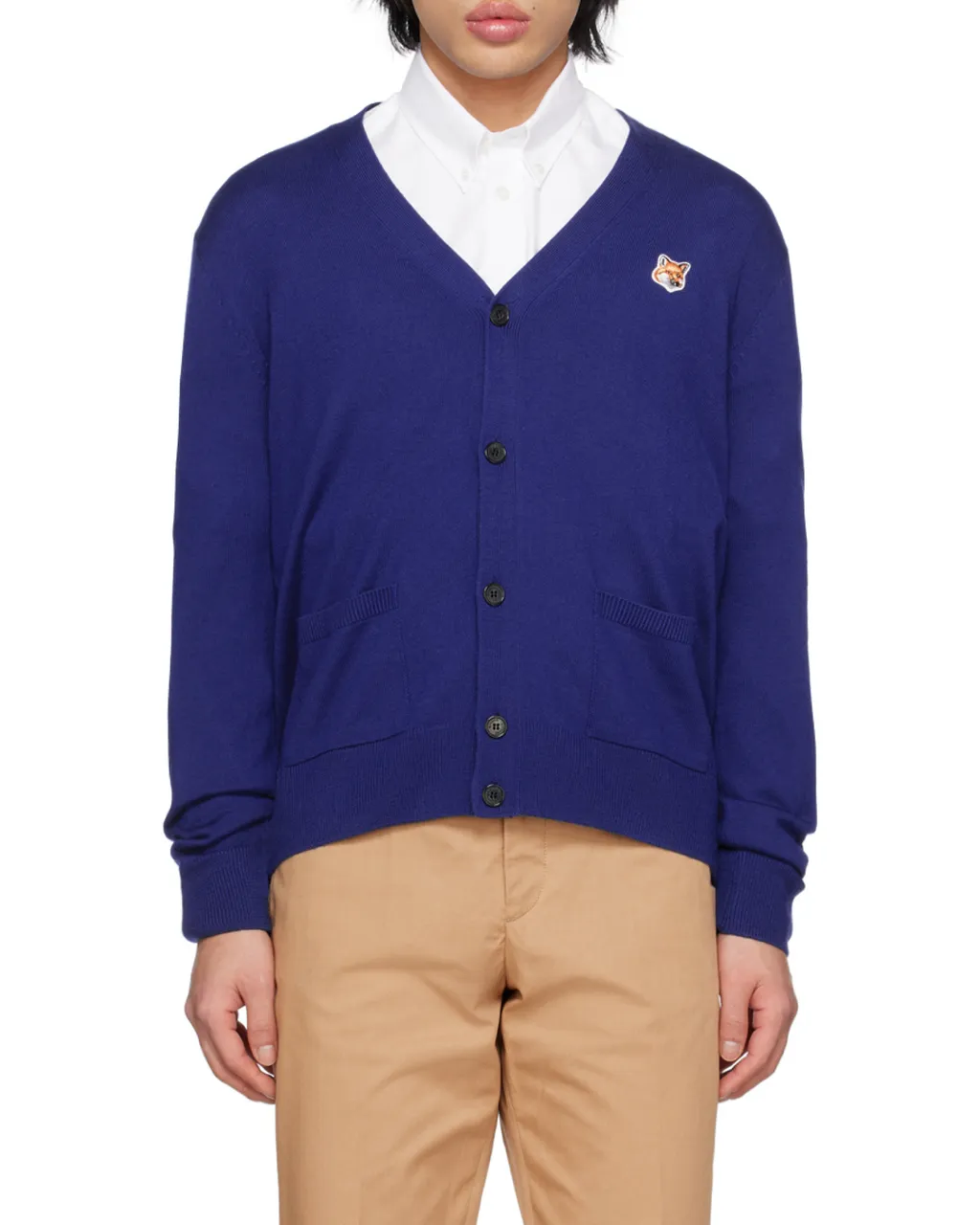 Chillax Fox-Patch V-Neck Cardigan