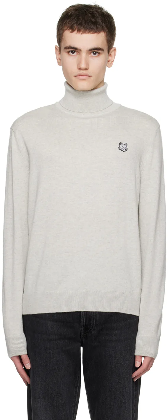 Bold Fox Head Patch Turtleneck Jumper