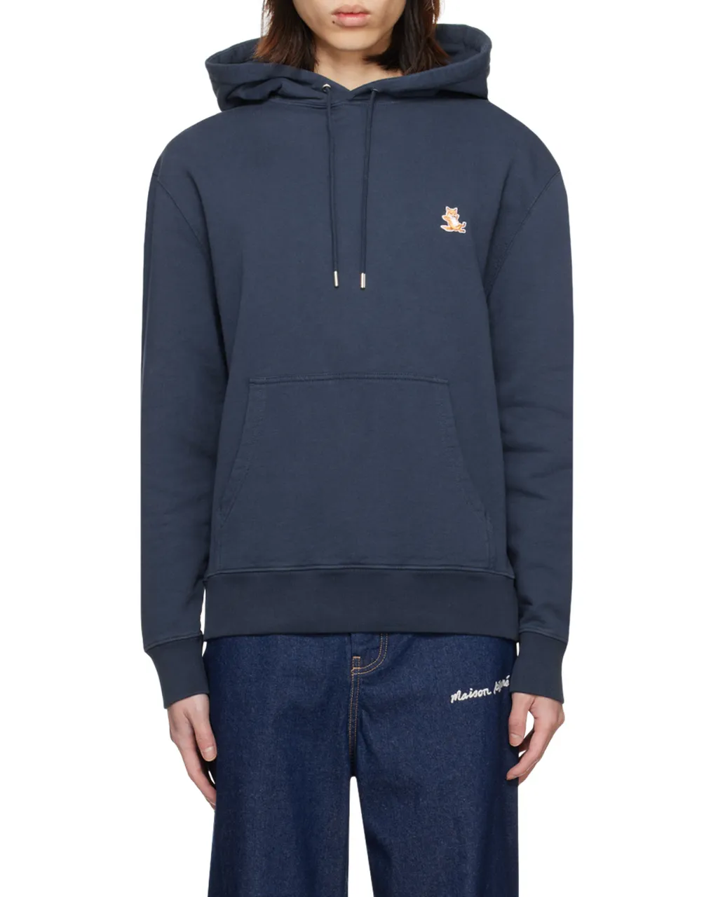 Bold Fox Head Patch Drawstring Hoodie