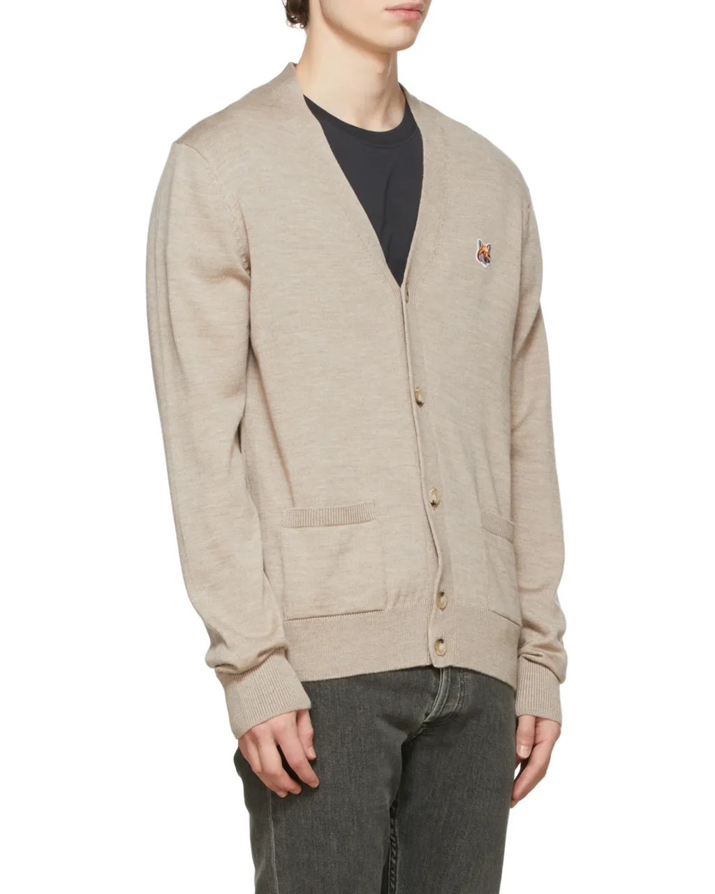 Fox-Patch Wool Cardigan