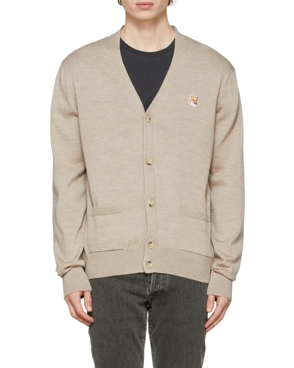 Fox-Patch Wool Cardigan