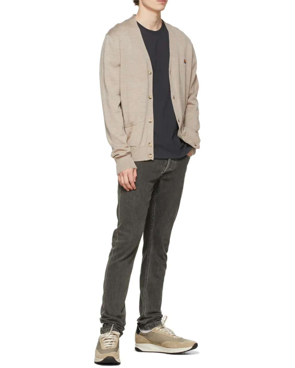 Fox-Patch Wool Cardigan