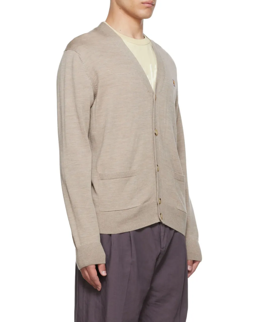 Fox-Patch Wool Cardigan