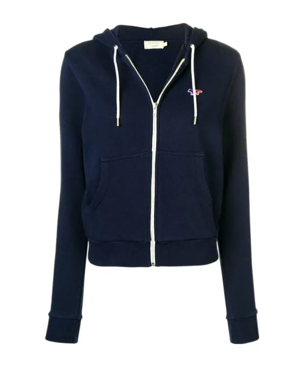 Three-Color Striped Fox Patch Hoodie