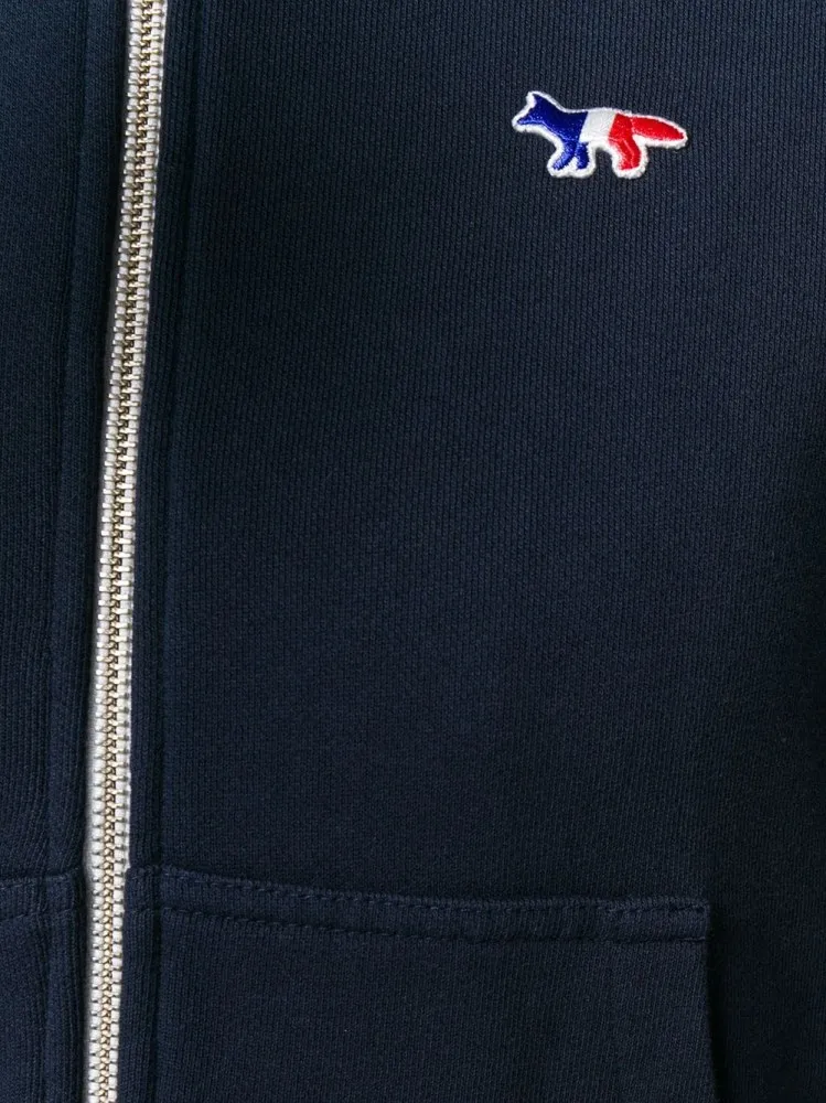 Three-Color Striped Fox Patch Hoodie