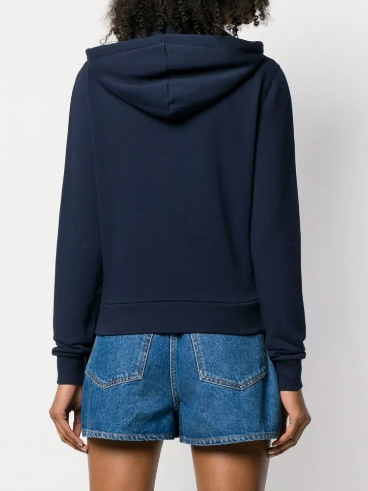 Three-Color Striped Fox Patch Hoodie