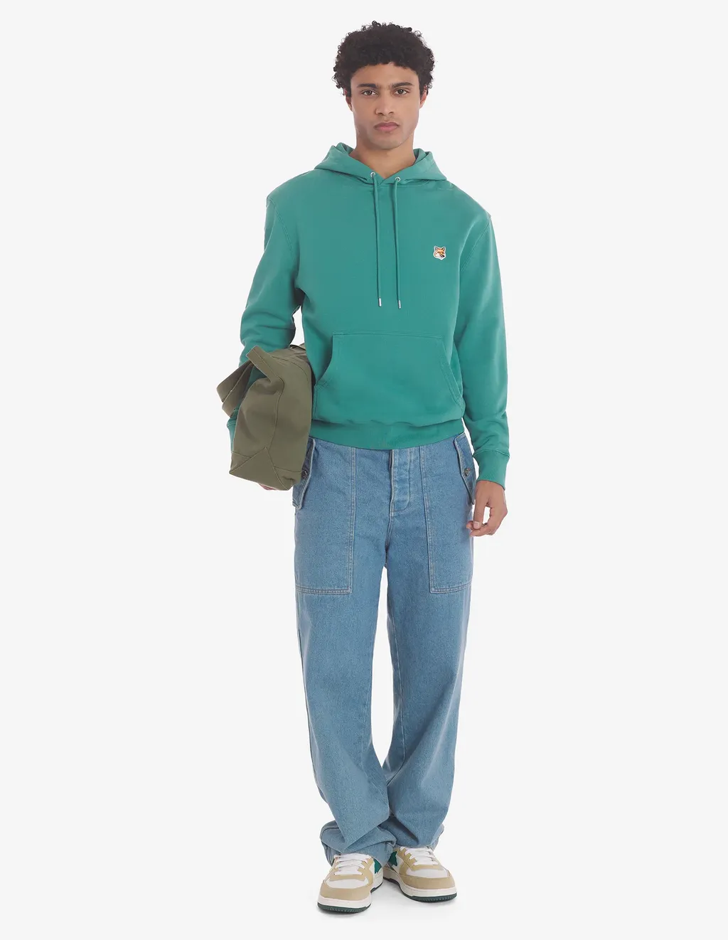 Bold Fox Head Patch Drawstring Hoodie