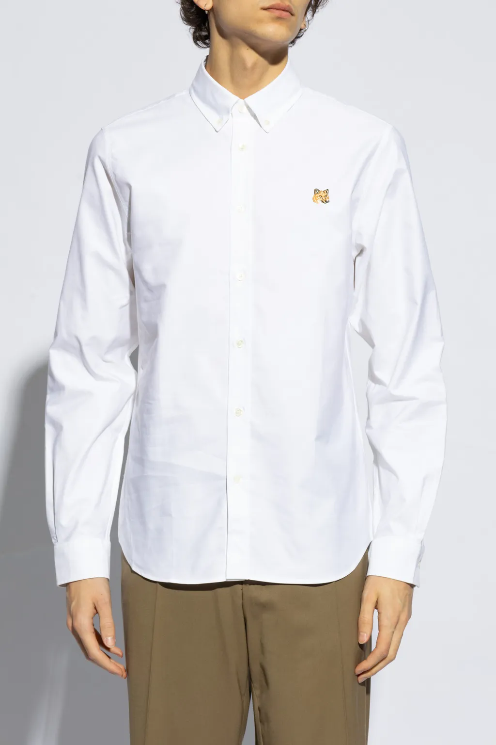 Fox Head Embroidered Long-Sleeved Shirt