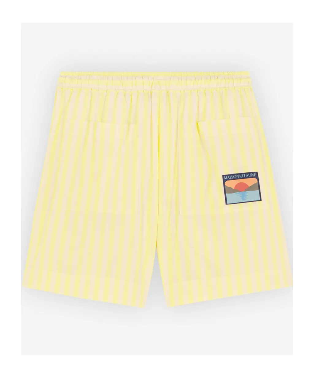 Logo Patch Striped Shorts