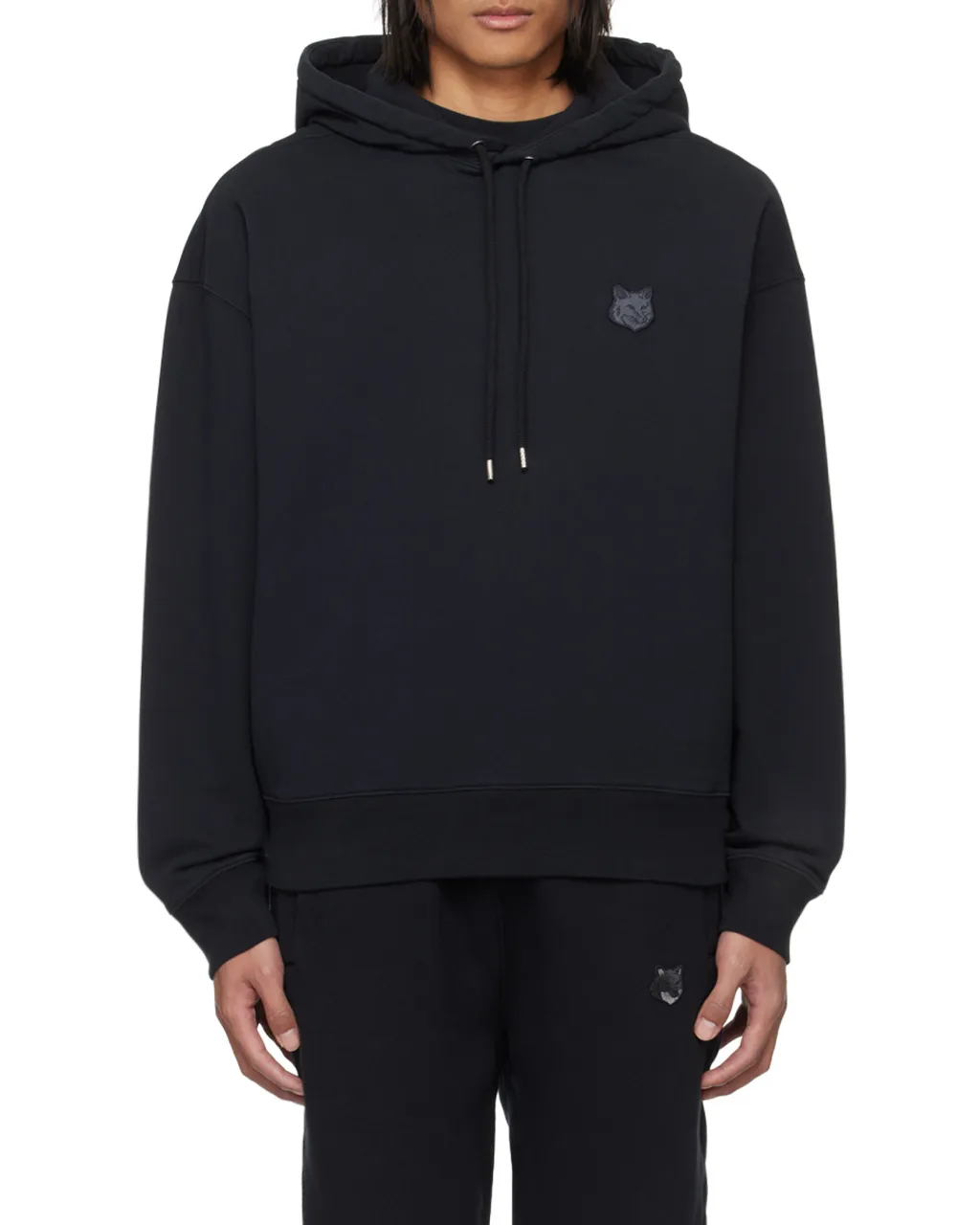 Fox Head Patch Drawstring Hoodie