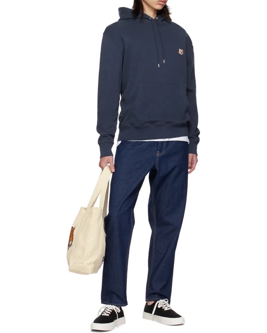 Fox Head Patch Drawstring Hoodie