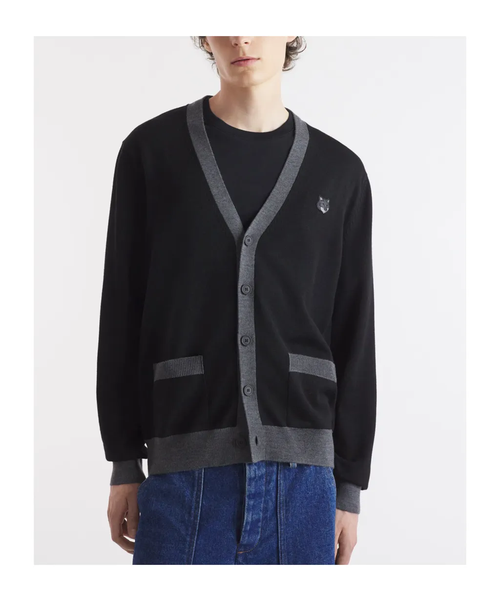 Bold Fox Head Patch V-Neck Cardigan