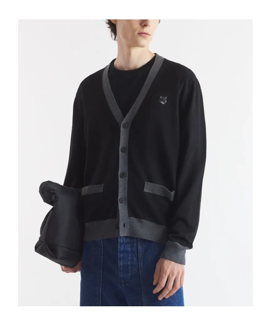 Bold Fox Head Patch V-Neck Cardigan