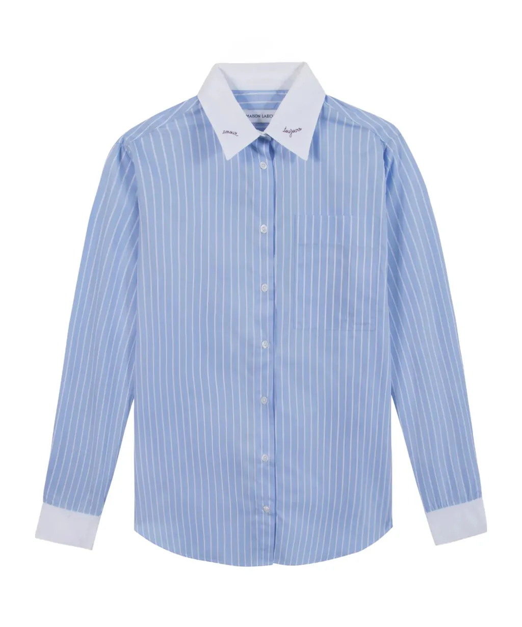 Stripes Embroidered Collar Shirt
