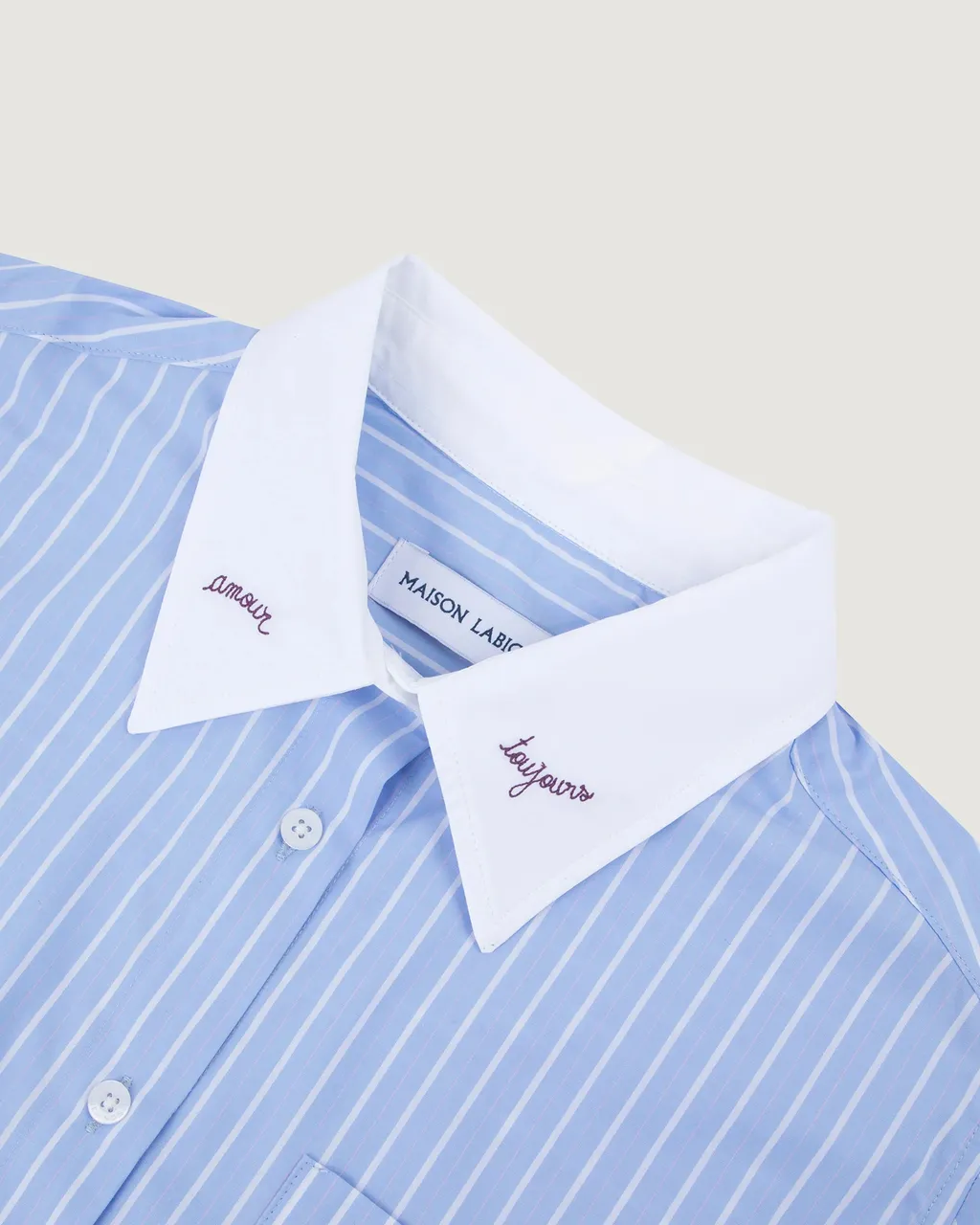 Stripes Embroidered Collar Shirt