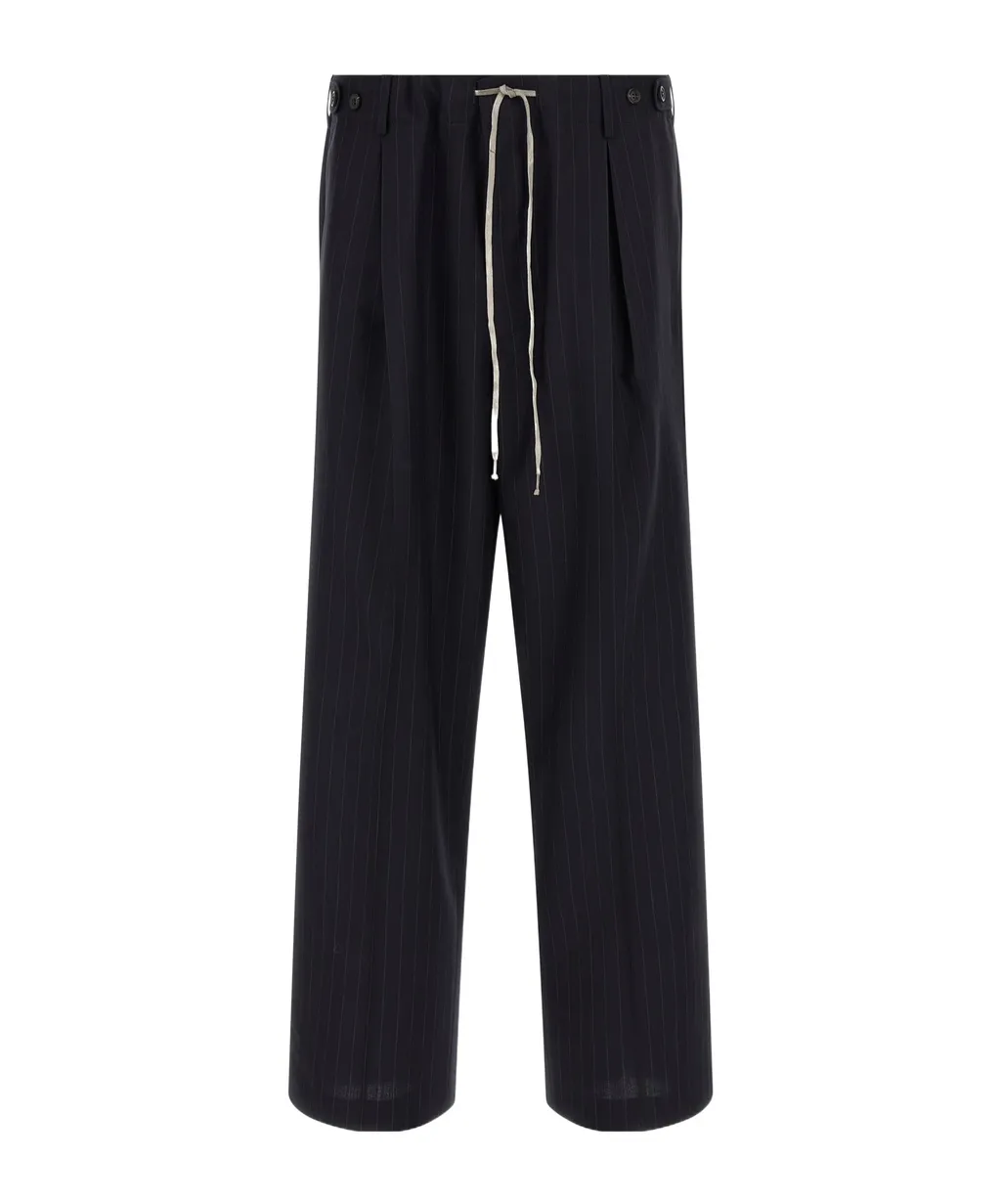 Pinstripe Drawstring Pleated Trousers