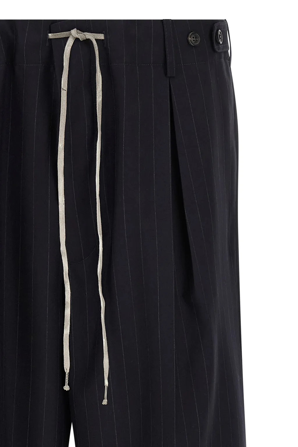 Pinstripe Drawstring Pleated Trousers