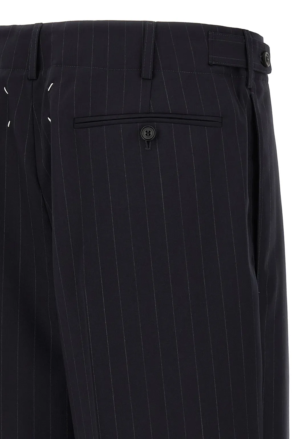 Pinstripe Drawstring Pleated Trousers