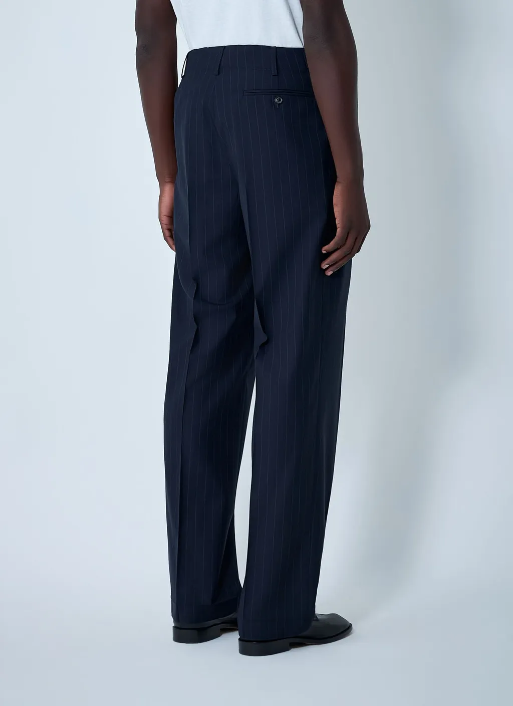 Pinstripe Drawstring Pleated Trousers