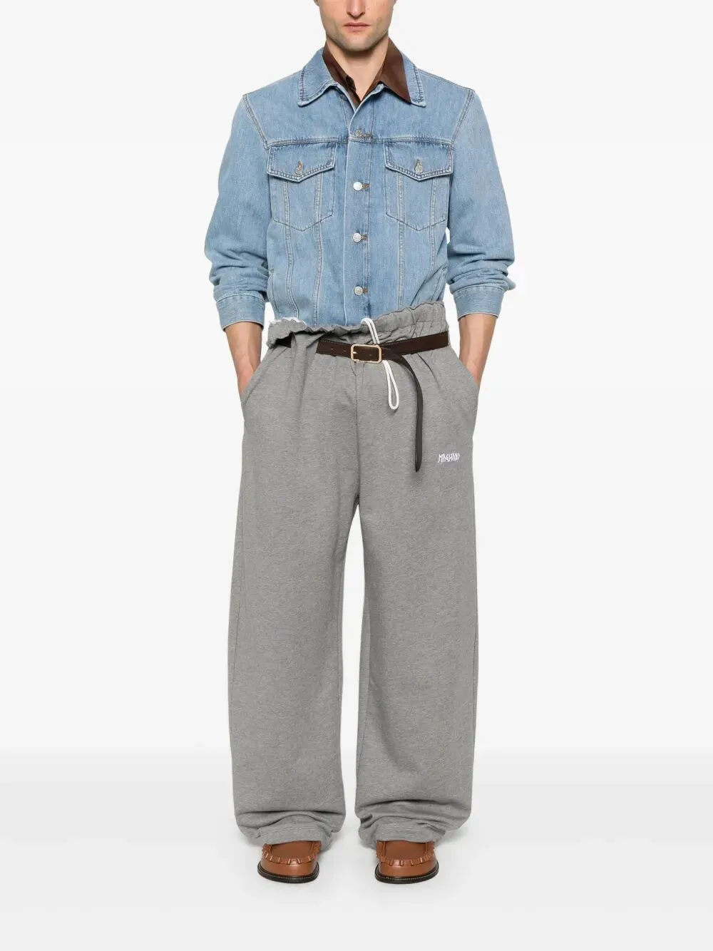 Logo Embroidered Wide Leg Pants