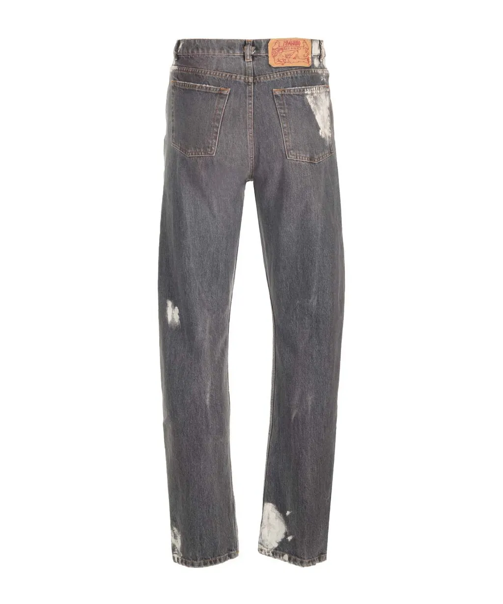 Unregular Logo Patch Jeans