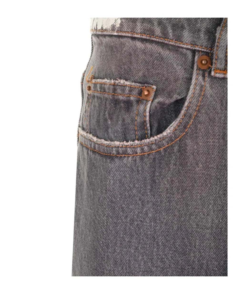 Unregular Logo Patch Jeans