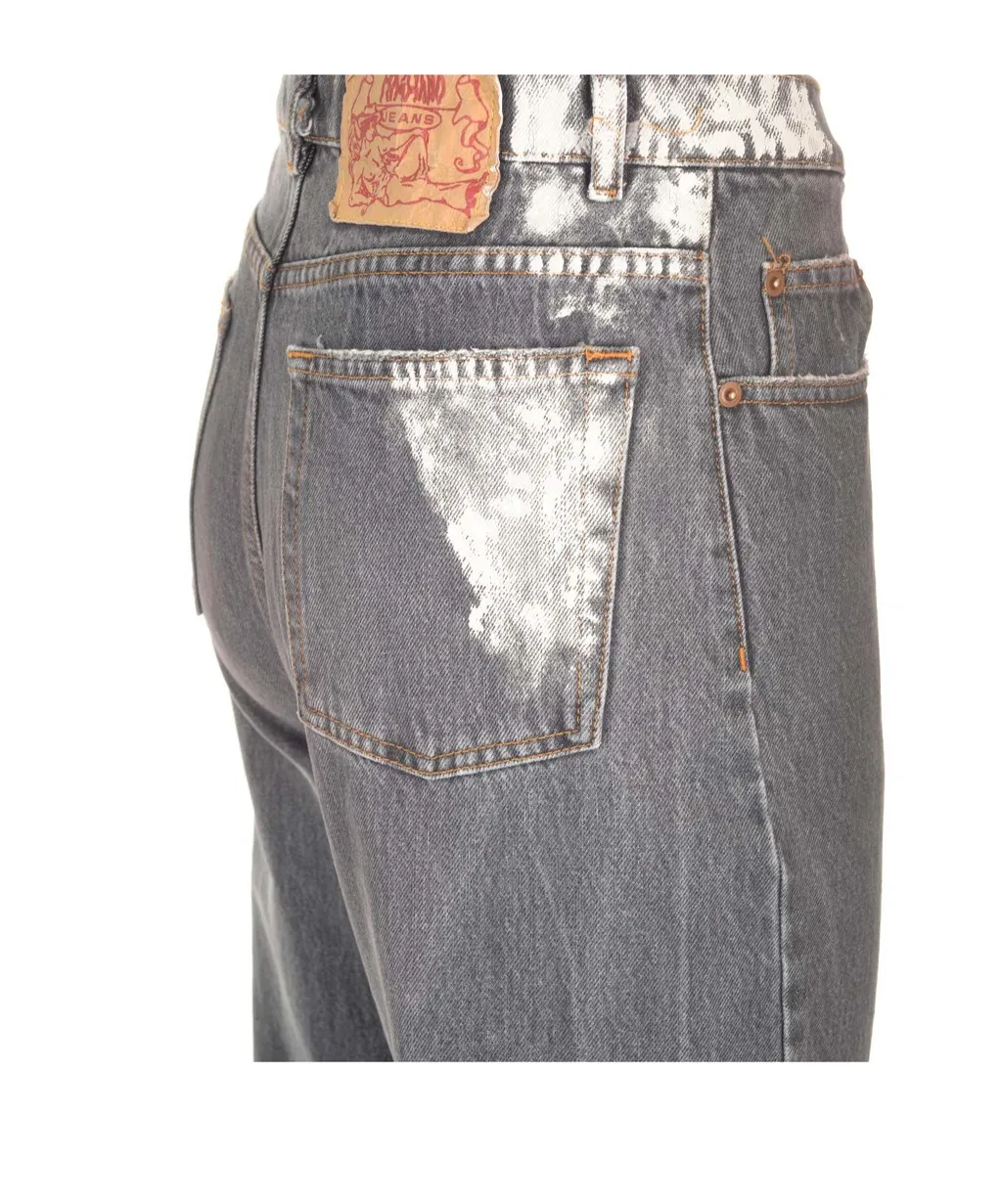 Unregular Logo Patch Jeans