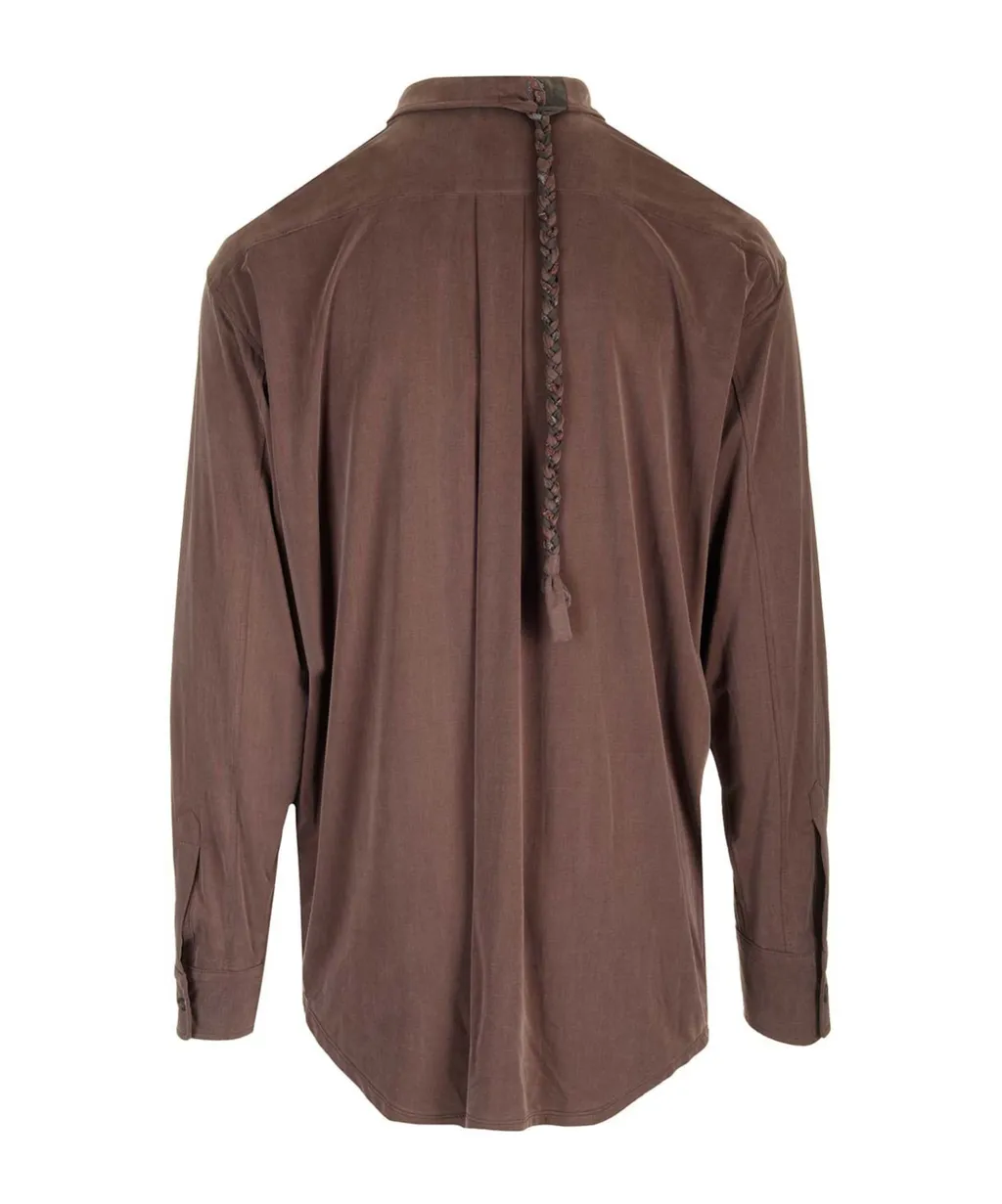 Braid-Detailed Long-Sleeved Shirt