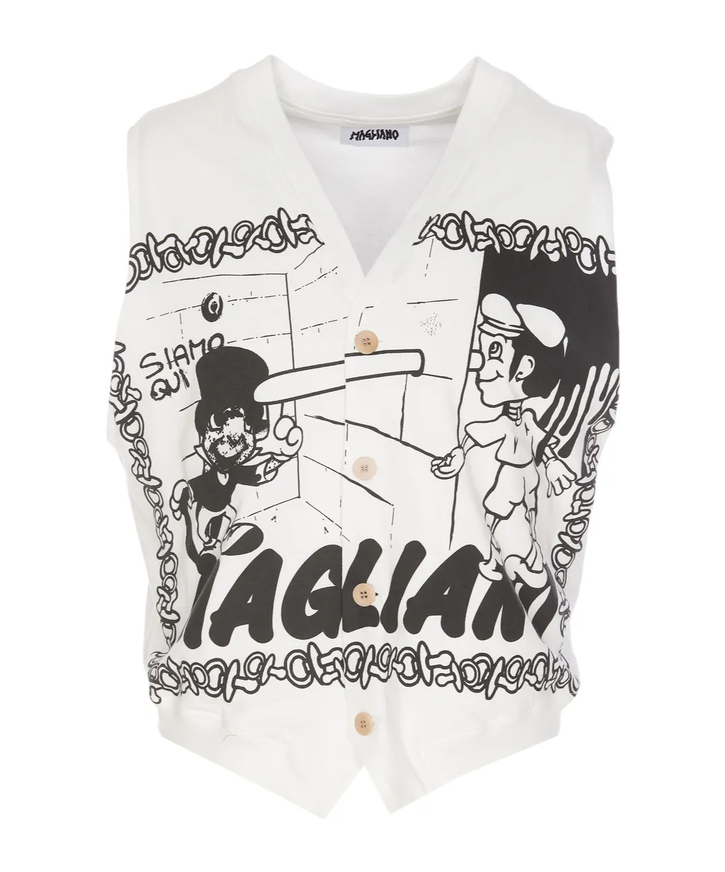 Graphic Printed V-Neck Vest
