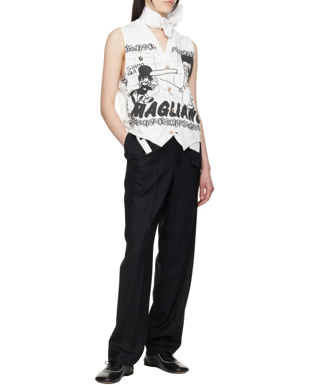 Graphic Printed V-Neck Vest